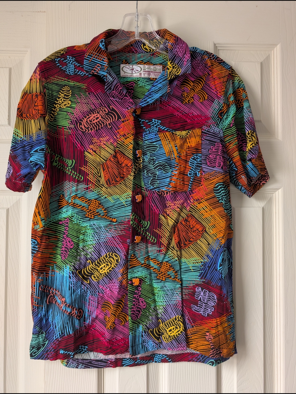 Bayou Wear New Orleans Jazz Fest Vibrant Multi-Color Short-Sleeve Shirt, Sz. XS